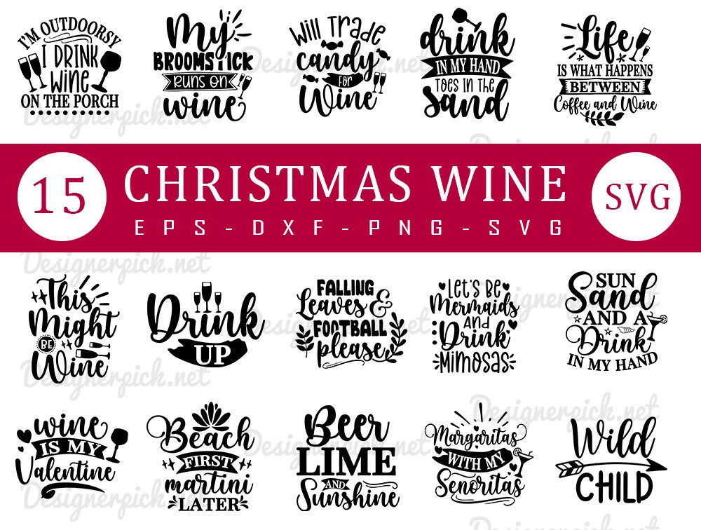 Christmas Wine Svg Bundle, Christmas Wine Svg , Christmas Wine Cut Files, Christmas Wine Dxf, Christmas Wine Svg Design - Jumbosvg