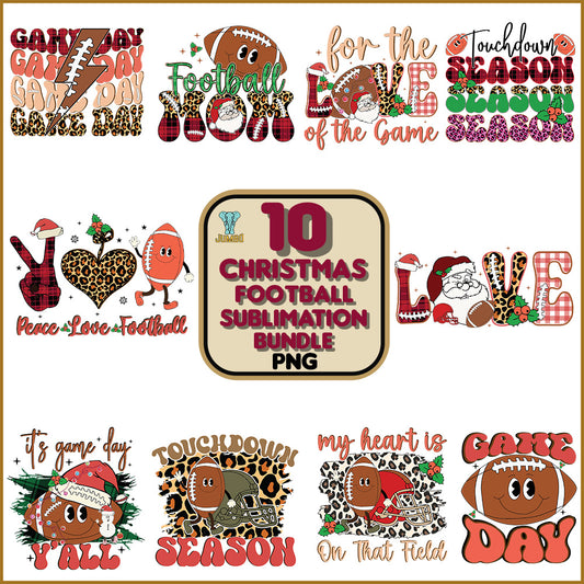 Christmas Football Sublimation Png Bundle