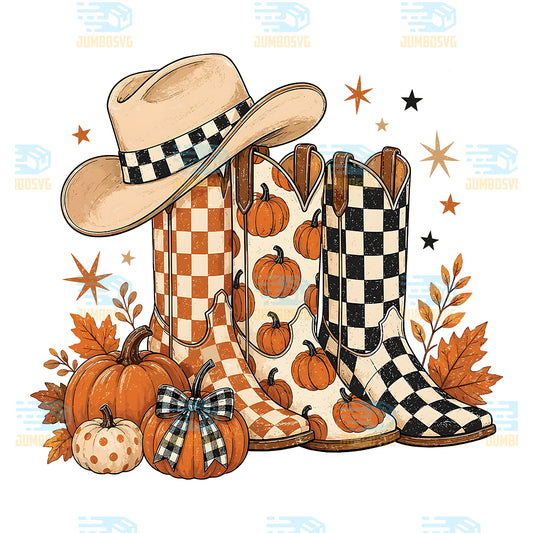 Cowboy-Boots-Checkered-Fall-Png