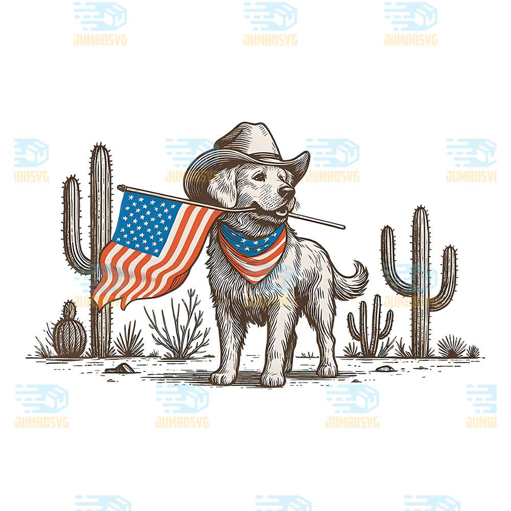 Cowboy-Golden-Retriever-Patriotic-4th-Of-July-Png