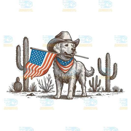 Cowboy-Golden-Retriever-Patriotic-4th-Of-July-Png