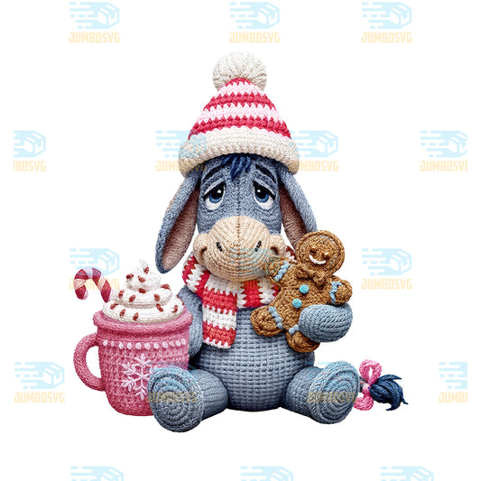 Crochet-Donkey-Christmas-Png-Cute-Yarn-Donkey-Hot-Cocoa-Png-Crochet-Donkey-Gingerbread-Png-Holiday-Cocoa-Christmas-Png