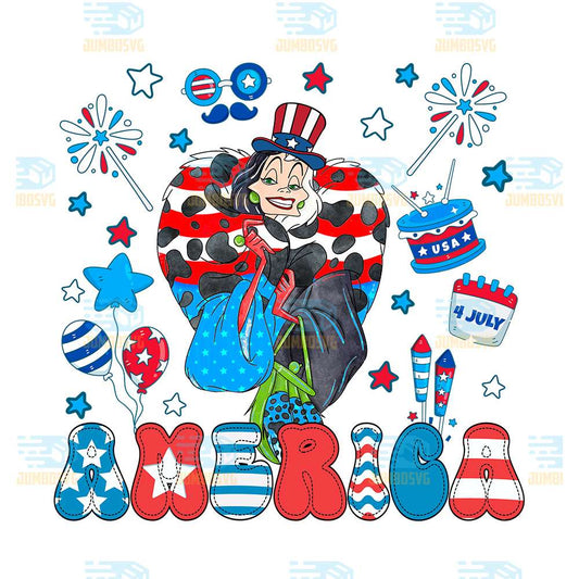 Cruella-De-Vil-America-4th-Of-July-Png