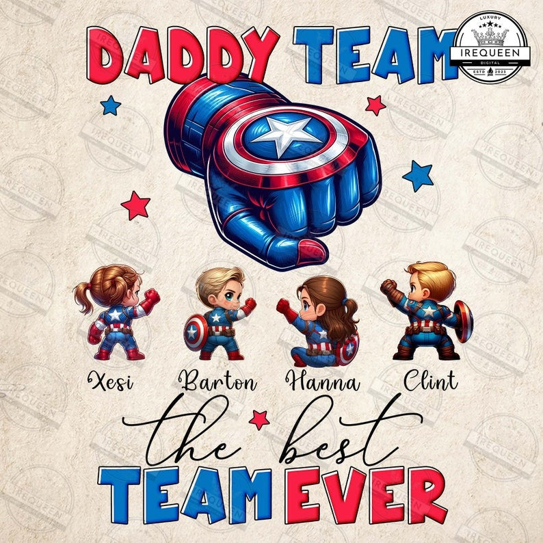 Cusotm Superhero Daddy Team PNG, The Best Team Ever Png, Dad And Baby Fist Bump Set Png, Super Fathers Day, Daddy Holding Hand, Digital File