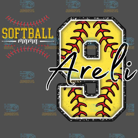 Custom-Softball-Mama-Number-9-Areli-Png