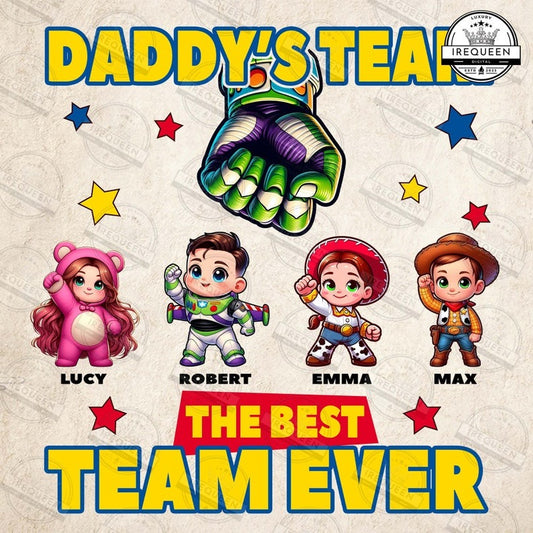 Custom Cartoon Toys Daddy Team Png, The Best Team Ever Png, Cartoon Dad Png, Dad And Baby Fist Bump Png, Fathers Day Png, Digital File