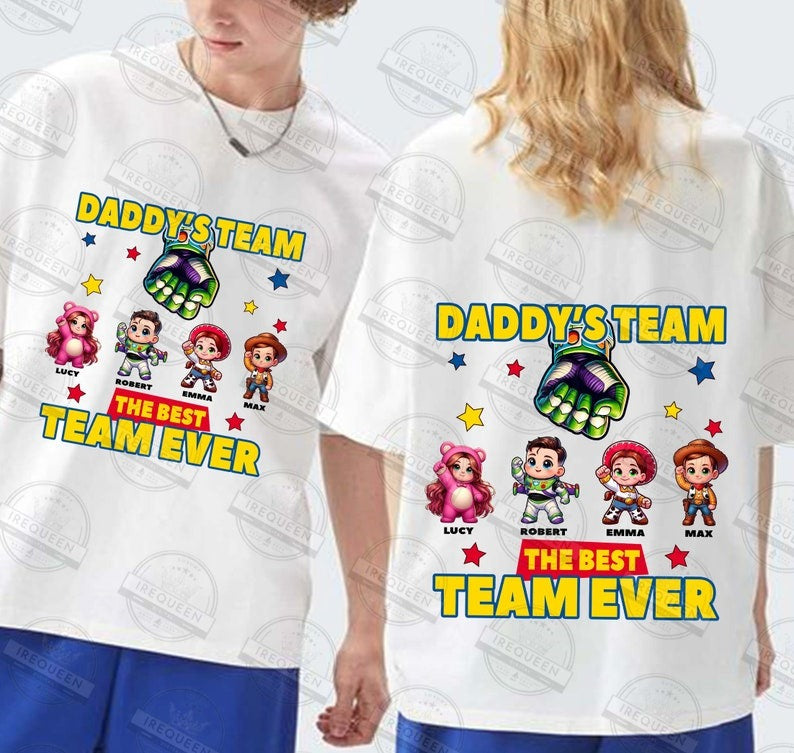 Custom Cartoon Toys Daddy Team Png, The Best Team Ever Png, Cartoon Dad Png, Dad And Baby Fist Bump Png, Fathers Day Png, Digital File