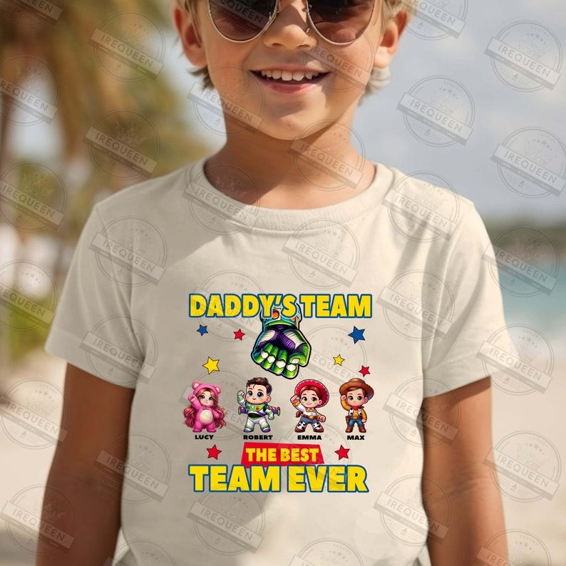 Custom Cartoon Toys Daddy Team Png, The Best Team Ever Png, Cartoon Dad Png, Dad And Baby Fist Bump Png, Fathers Day Png, Digital File