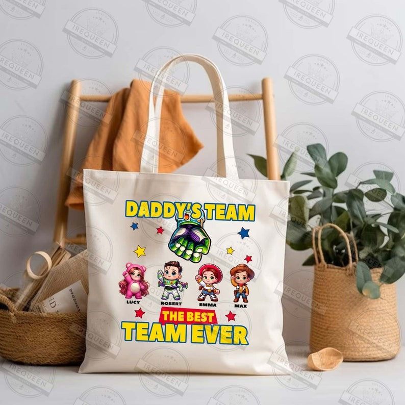 Custom Cartoon Toys Daddy Team Png, The Best Team Ever Png, Cartoon Dad Png, Dad And Baby Fist Bump Png, Fathers Day Png, Digital File