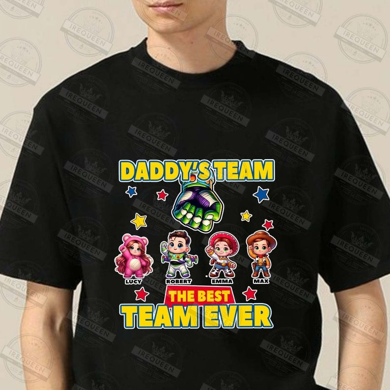 Custom Cartoon Toys Daddy Team Png, The Best Team Ever Png, Cartoon Dad Png, Dad And Baby Fist Bump Png, Fathers Day Png, Digital File