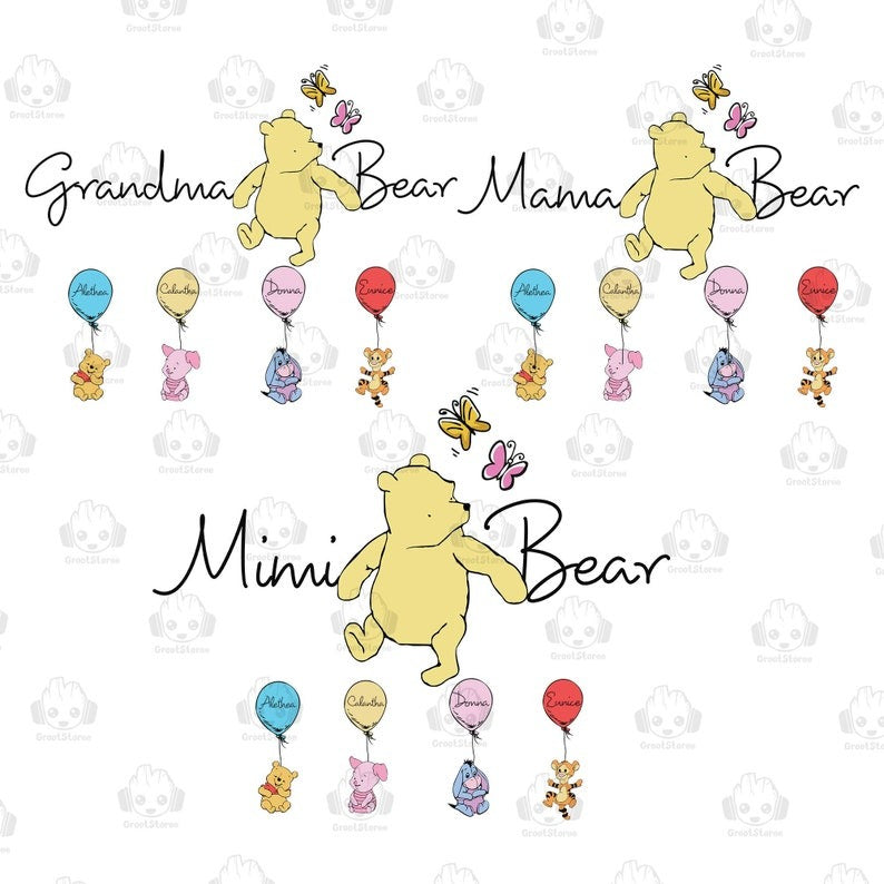 Custom Mama Nana Grandma Bear Est.2024 Png, Mama With Kid Name on Sleeve Png, Retro Mama Bear Png, Happy Mother's Day Png, Gift For Mom