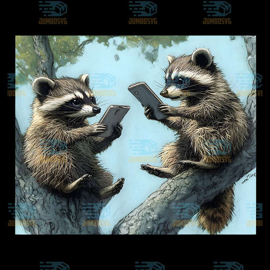 Cute-Baby-Raccoon-Texting-Adorable-Wildlife-Animal-Love-Png