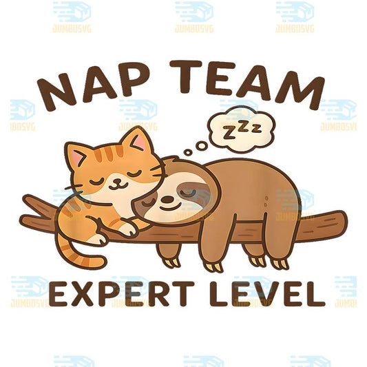 Cute-Kawaii-Cat-And-Sloth-Sleeping-Nap-Team-Expert-Level-Png