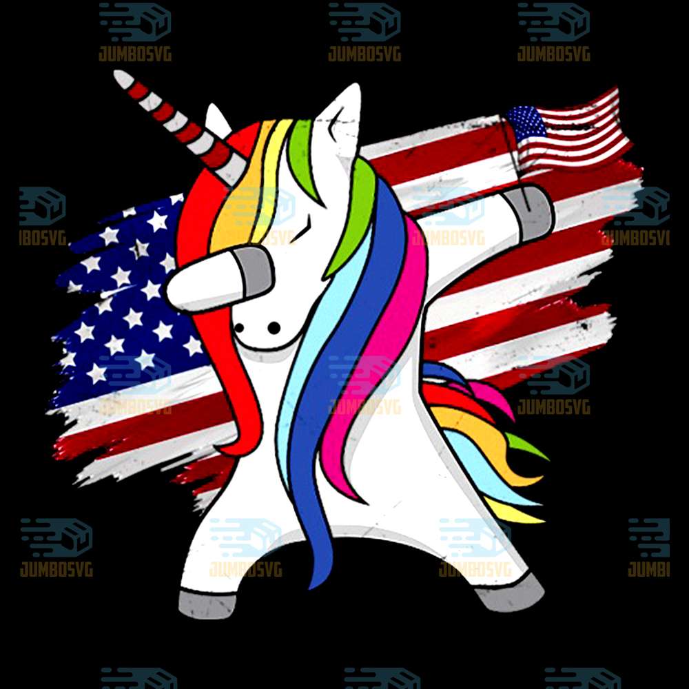Dabbing-Unicorn-4th-Of-July-Patriotic-American-Flag-Png