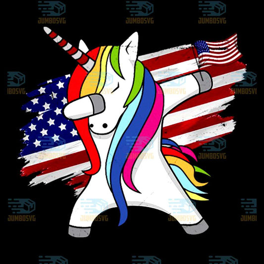Dabbing-Unicorn-4th-Of-July-Patriotic-American-Flag-Png