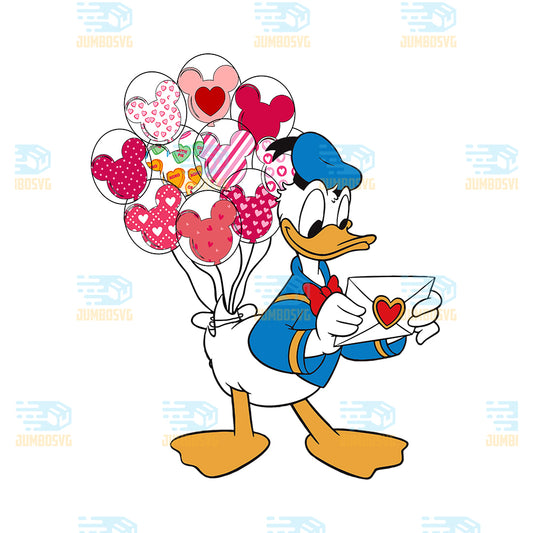 Disney-Donald-Duck-Heart-Balloons-Valentine-Png