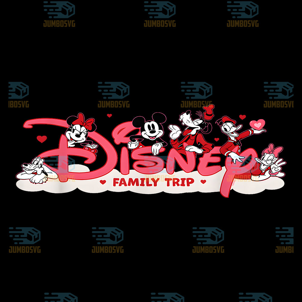 Disney-Mickey-And-Friends-Valentine-s-Day-Family-Trip-Vacation-Png