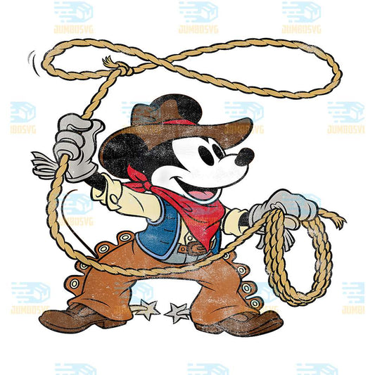 Disney-Mickey-Mouse-Cowboy-Costume-Western-Vintage-Look-Png