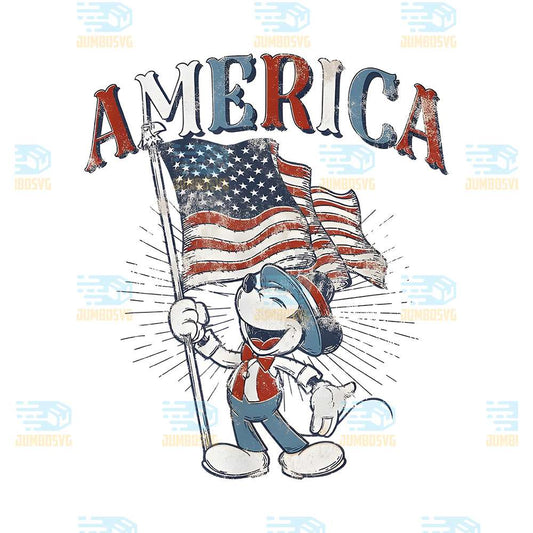 Disney-Mickey-Mouse-With-American-Flag-Usa-Png