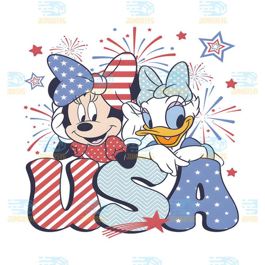 Disney-Minnie-And-Daisy-4th-Of-July-USA-Png