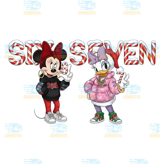 Disney-Minnie-Mouse-And-Daisy-Duck-Six-Seven-67-Christmas-Png