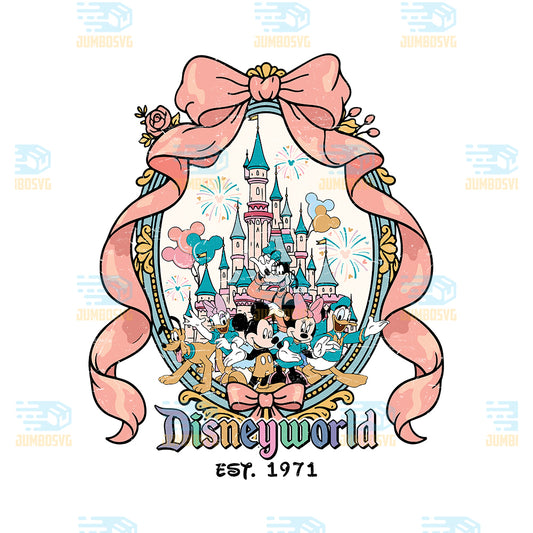 Disneyworld-Family-Vacation-Magic-Castle-Minnie-Mickey-Friends-Png