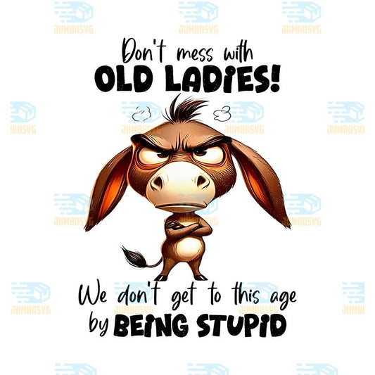 Donkey-Don-t-Mess-With-Old-Ladies-We-Don-t-Get-To-This-Age-By-Being-Stupid-Png