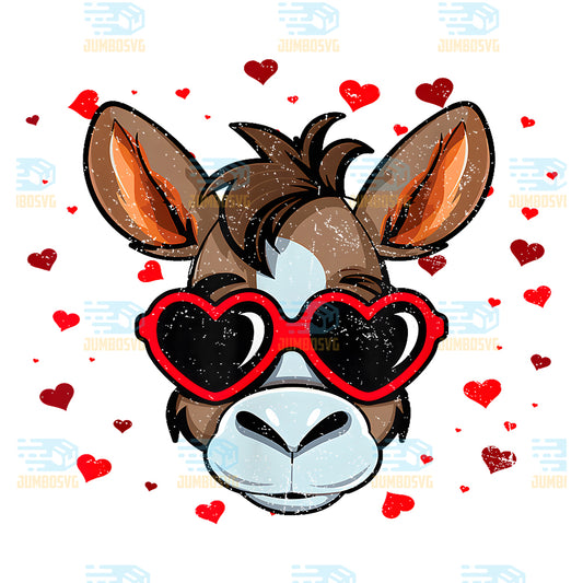 Donkey-Valentine-Sunglasses-Heart-Cute-Lovers-Png
