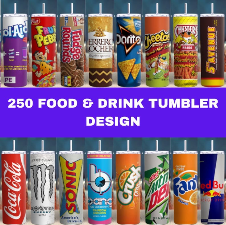 Drink and Food and Candy Design Mega Tumbler Bundle , Sublimation , Waterslides , PNG , Digital Download - Jumbosvg