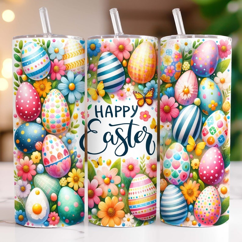 Easter Tumbler Wrap Bundle, 20oz Skinny Easter Tumbler PNG Easter Eggs Sublimation Designs, Easter Bunny Tumbler Wrap, Digital Download