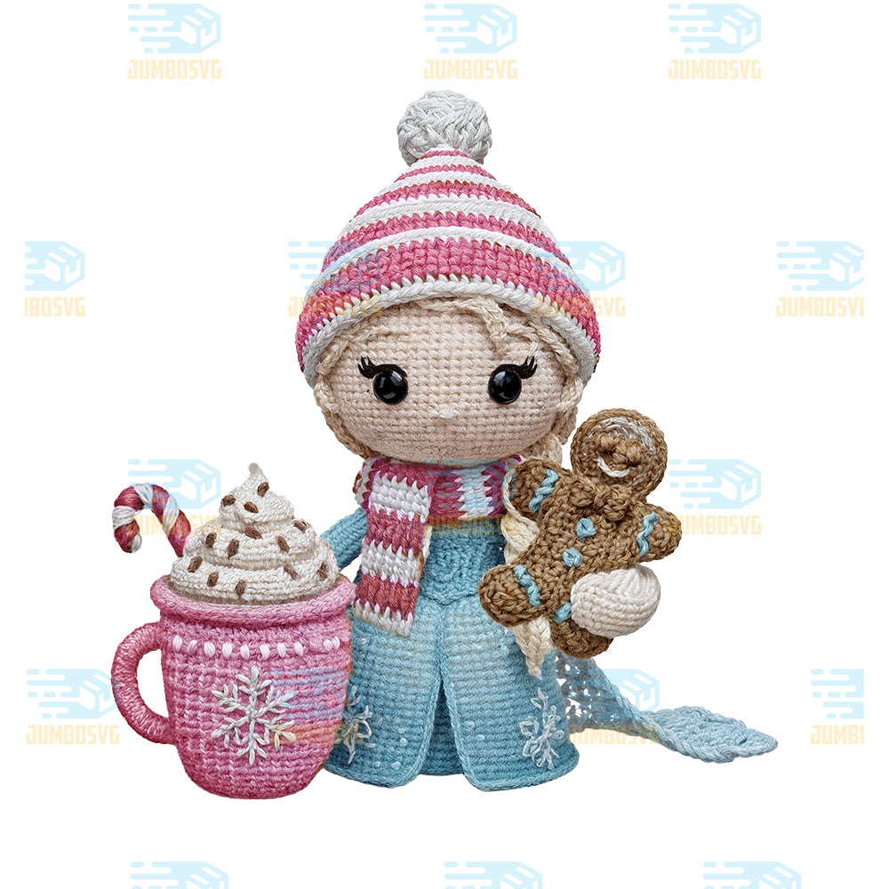 Elsa-Crochet-Christmas-Png-Cute-Yarn-Elsa-Hot-Cocoa-Png-Crochet-Gingerbread-Girl-Png-Holiday-Cocoa-Christmas-Png