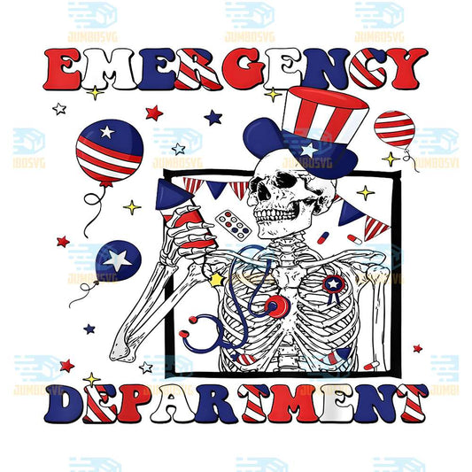 Emergency-Department-Room-4th-Of-July-USA-ER-Nurse-Skeleton-Png