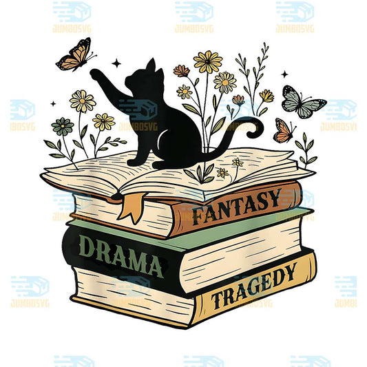 Fantasy-Drama-Tragedy-Cat-Book-Lover-Reading-Png
