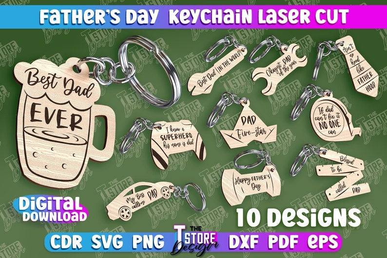 Father's Day Lasercut Mega Bundle 85 Happy Father's Day Lasercut Designs 3D Dad Laser Cut SVG Father's Day Keychain Huge Bundle