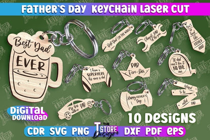 Father's Day Lasercut Mega Bundle 85 Happy Father's Day Lasercut Designs 3D Dad Laser Cut SVG Father's Day Keychain Huge Bundle