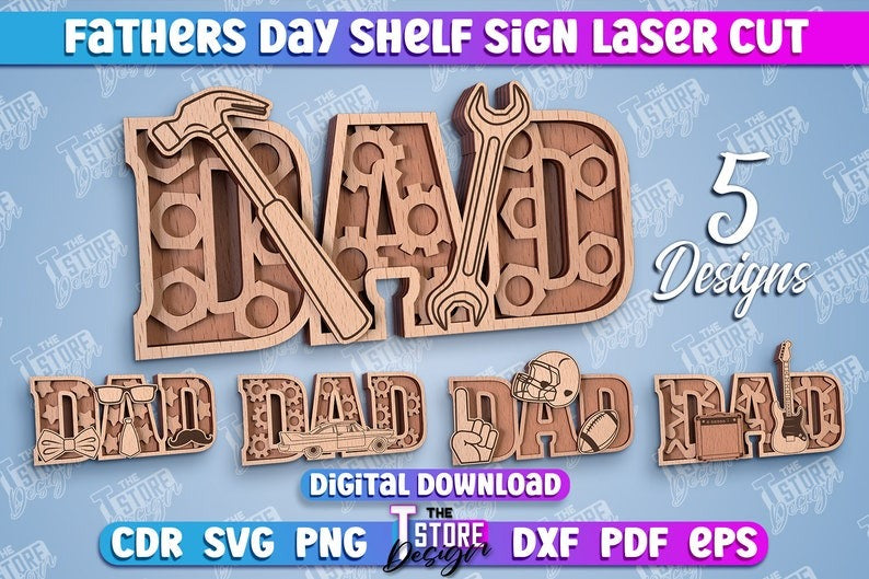 Father's Day Lasercut Mega Bundle 85 Happy Father's Day Lasercut Designs 3D Dad Laser Cut SVG Father's Day Keychain Huge Bundle