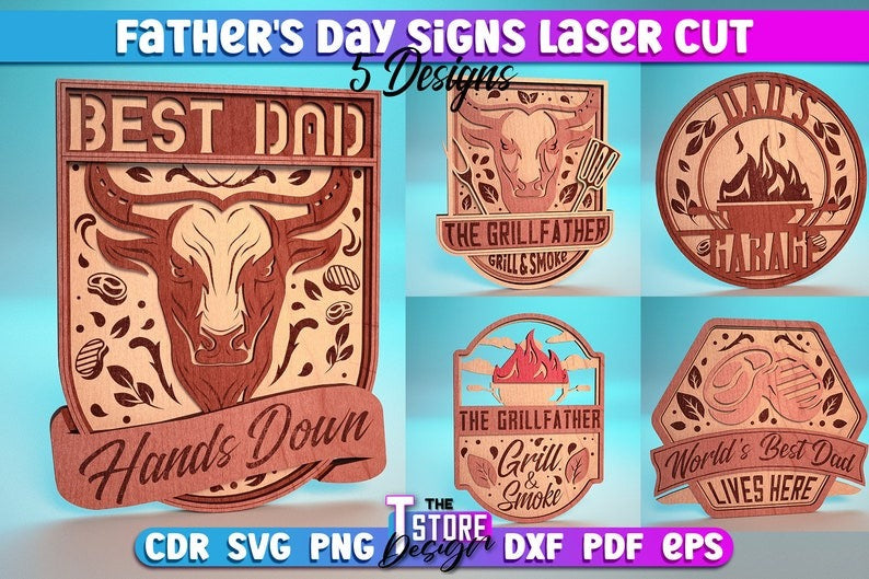 Father's Day Lasercut Mega Bundle 85 Happy Father's Day Lasercut Designs 3D Dad Laser Cut SVG Father's Day Keychain Huge Bundle