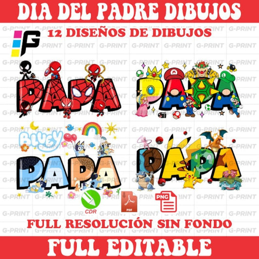 Father's Day word png DAD with cartoon design Leon, Spider, Toys, Pika