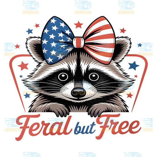 Feral-But-Free-Raccoon-4th-Of-July-Coquette-Bow-Png