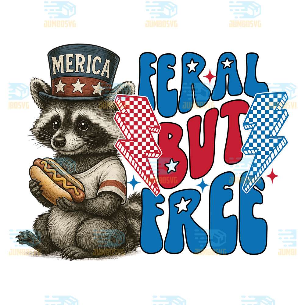 Feral-But-Free-Raccoon-4th-Of-July-Png-3