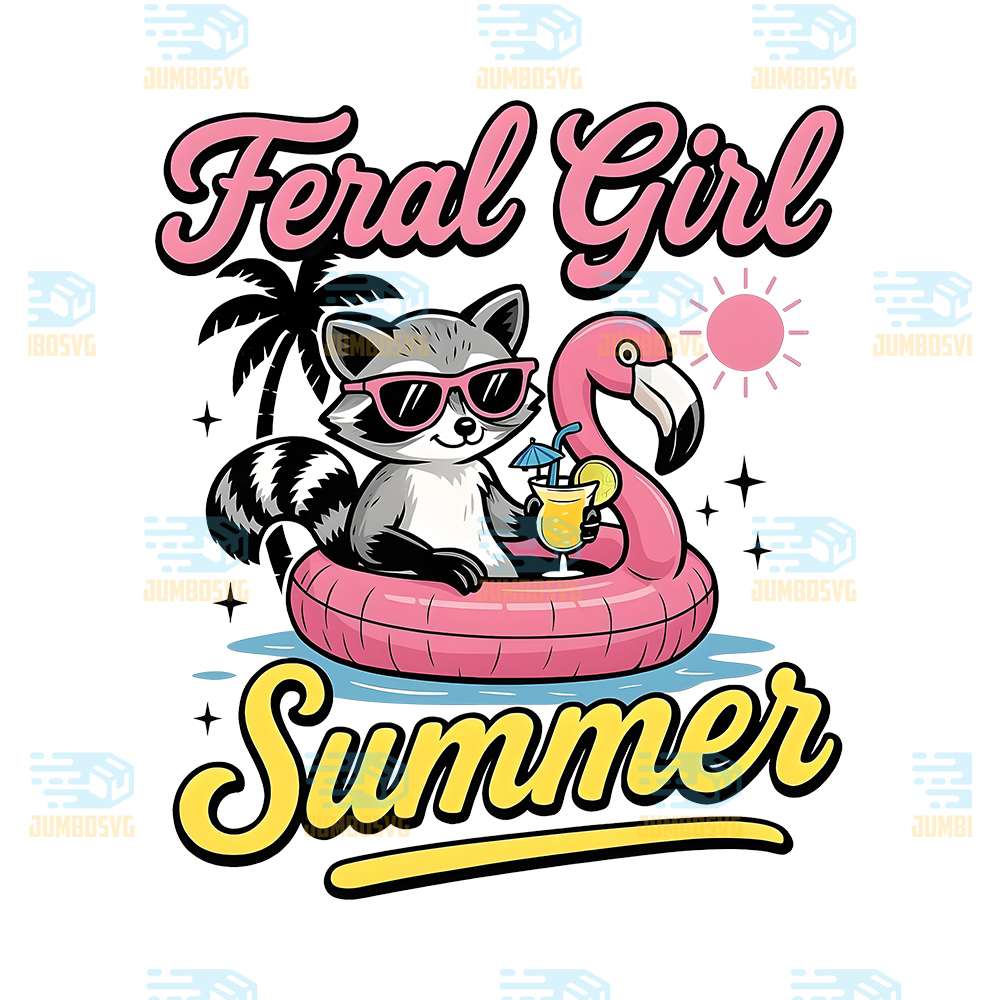 Feral-Girl-Summer-Raccoon-Png