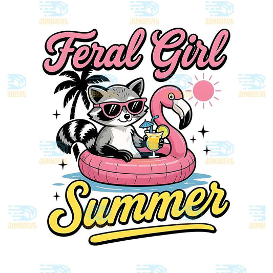 Feral-Girl-Summer-Raccoon-Png