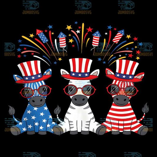 Fireworks-Zebra-American-USA-Flag-4th-Of-July-Png