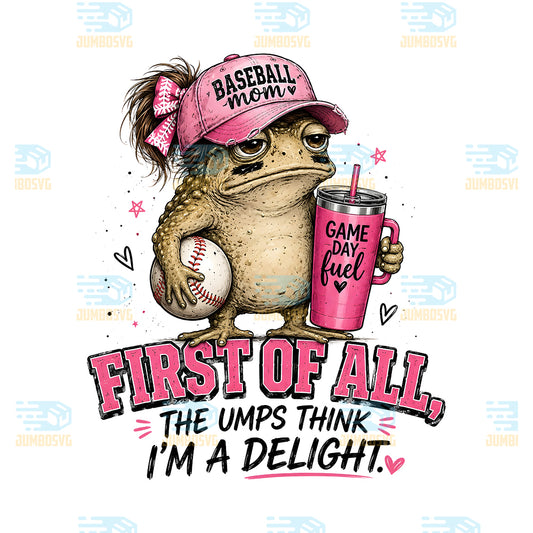 First-Of-All-The-Blue-Thinks-I-m-A-Delight-Frog-Baseball-Png