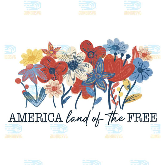 Floral-America-Land-Of-The-Free-Png