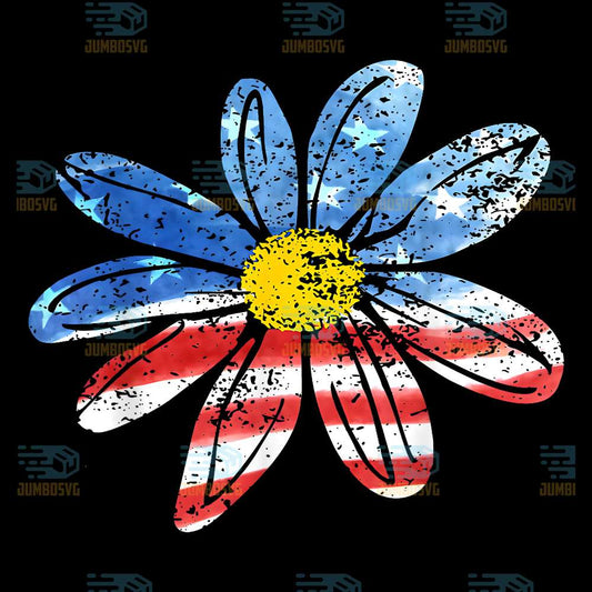 Floral-American-Flag-Daisy-4th-July-Women-Girls-Patriotic-Png