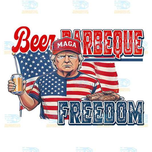Fourth-Of-July-Trump-BBQ-Beer-And-Freedom-Red-White-Blue-Png