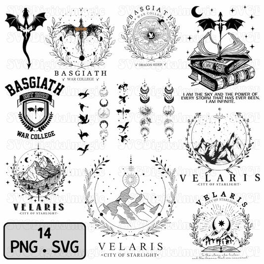 Fourth Wing Bundle Svg, Basgiath War College Svg, Dragon Rider, Violet Sorrengail, Xaden Riorson, Riders Quadrant,Bookish Shirt, Svg File