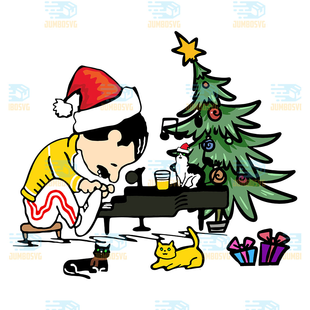 Freddie-Mercury-And-His-Cats-Christmas-Png