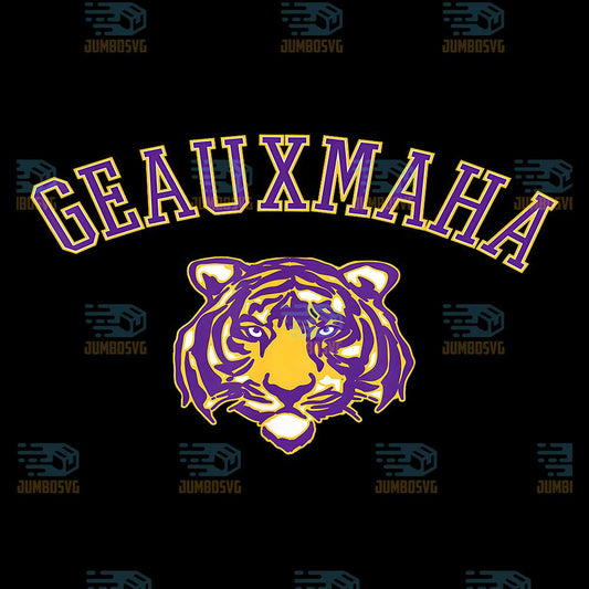 Geauxmaha-2025-Gold-And-Purple-Tiger-Png